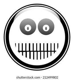 Smile face circle button on white background. Vector illustration.