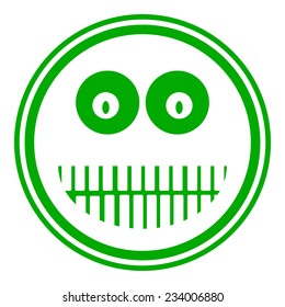 Smile face circle button on white background. Vector illustration.