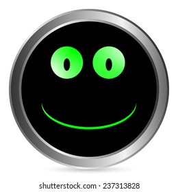 Smile face circle button on white background. Vector illustration.