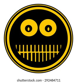Smile face circle button on white background. Vector illustration.