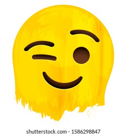 Smile Face with Closed Eye on paint background vector illustration 