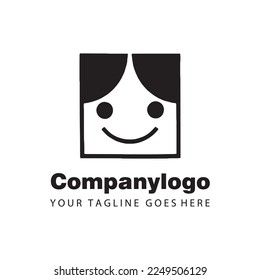 smile face cube for logo company design