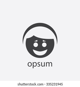 smile face cut identity template icon design element