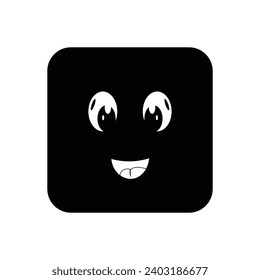 smile face cute box character with eyes 