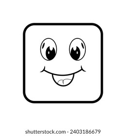 smile face cute box character with eyes 