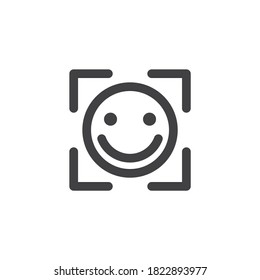 Smile face detect line icon. linear style sign for mobile concept and web design. Face detection outline vector icon. Symbol, logo illustration. Vector graphics