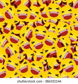 Smile face devil pattern yellow colour background. Smiles icon background. design vector