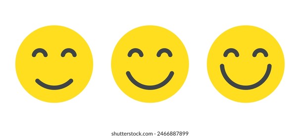 Smile Face Emoji-Ikone im flachen Stil. Happy Facial Emotion Konzept