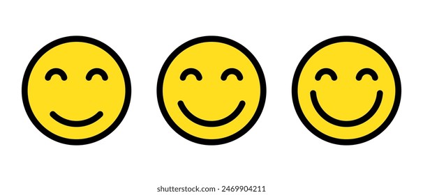 Icono de emoji de cara sonriente en diseño plano. Feliz concepto facial de emoticono