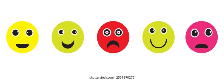 Smile face emoji icon set collection in flat style. Happy emoticon facial concept