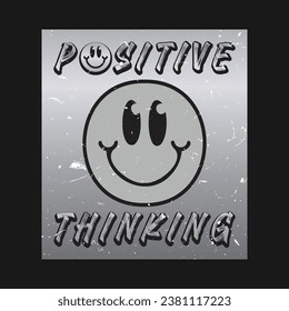 Smile face emoji with positive thinking phrase. Positive quotes, typography design vector.