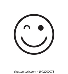 Vector de icono del emoticono facial de sonrisa. Icono de Emoji. Diseño plano con fondo blanco.