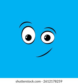 Smile with face and eye cartoon expression emoji sad icon vector funny mouth flat doodle cute fun element happy emoticon facial glasses vintage comic graphic set humor joy kawaii angry people isolated