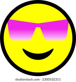 Smile face and glasses social media emoji, emoticon for web and mobile use.