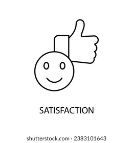Smile face and hand thumb up concept line icon. Simple element illustration.Smile face and hand thumb up concept outline symbol design.