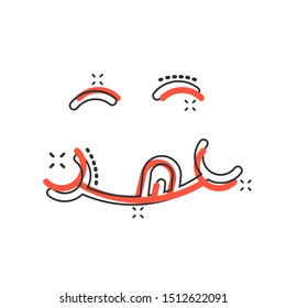 Smile face icon in comic style. Tongue emoticon vector cartoon illustration on white isolated background. Funny character business concept splash effect.