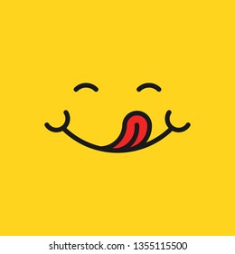 Smile face icon in flat style. Tongue emoticon vector illustration on white background. Funny character business concept.