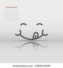 Smile face icon in flat style. Tongue emoticon vector illustration on white isolated background. Funny character business concept.