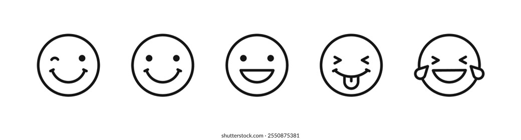 Smile face icon. 
Happy emoticon symbol.