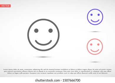 Smile Face icon isolated on white background. Smile Face Icon in trendy flat style isolated on grey background.Smile Face Emoji face smiley icon line symbol.