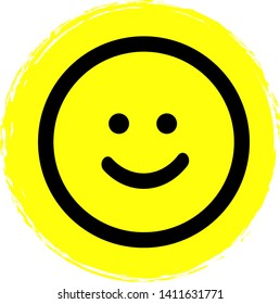 Smile Face Icon On Circle Background. Vector Illustration. 
