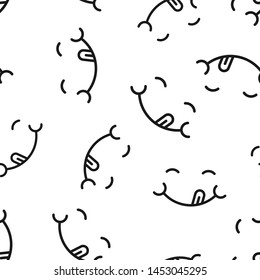 Smile face icon seamless pattern background. Tongue emoticon vector illustration on white isolated background. Funny character business concept.