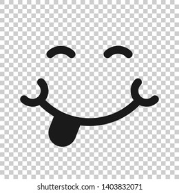 Smile face icon in transparent style. Tongue emoticon vector illustration on isolated background. Funny character business concept.