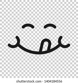Smile face icon in transparent style. Tongue emoticon vector illustration on isolated background. Funny character business concept.
