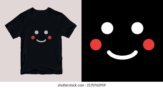 smile face icon  t-shirt stylish and clothing printable trendy tshirt design. print, industrial products. global swatch.