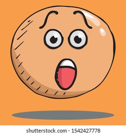 Smile face icon. Vector illustration face with emotions. Hand drawn surprised face.