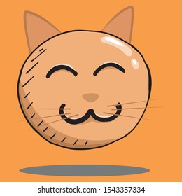 Smile face icon. Vector illustration face with emotions. Hand drawn cute cat face.