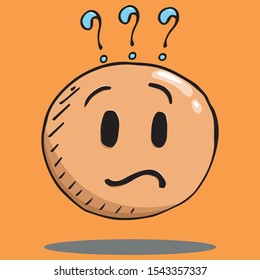 Smile face icon. Vector illustration face with emotions. Hand drawn puzzled face.