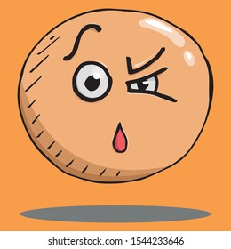Smile face icon. Vector illustration face with emotions. Hand drawn distrust face.