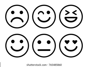 Smile face icons with positive, neutral and negative, different mood. Vector illustration