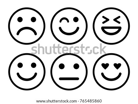 Smile face icons with positive, neutral and negative, different mood. Vector illustration