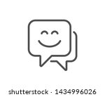 Smile face line icon. Happy emoticon chat sign. Speech bubble symbol. Quality design element. Linear style smile face icon. Editable stroke. Vector