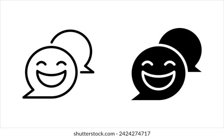 Smile face line icon set. Happy emoticon chat sign. Speech bubble symbol. vector illustration on white background