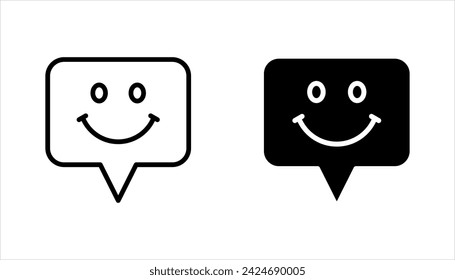 Smile face line icon set. Happy emoticon chat sign. Speech bubble symbol. vector illustration on white background