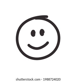 Icono de la línea de sonrisa. Estilo de contorno simple. Feliz, doodle, boceto, niño, ilustración, niño, divertido, gracioso, cabeza, concepto de emoción. Ilustración vectorial aislada en fondo blanco. EPS 10