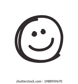 Smile face line icon. Simple outline style. Happy, doodle, sketch, kid, illustration, child, fun, funny, head, emotion concept. Vector illustration isolated on white background. EPS 10