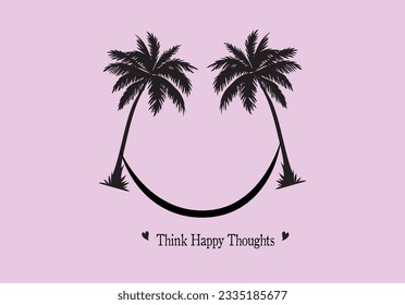 smile face with palm tree design vector art