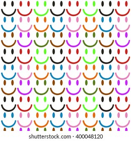Smile face pattern with colourful smileys for textiles background. Smiles icon background. design vector