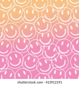 Smile Face Pattern With Pastel Colorful Smileys For Textiles Background. Smiles Icon Background. Design Vector.