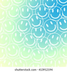 Smile face pattern with pastel colorful smileys for textiles background. Smiles icon background. design vector.