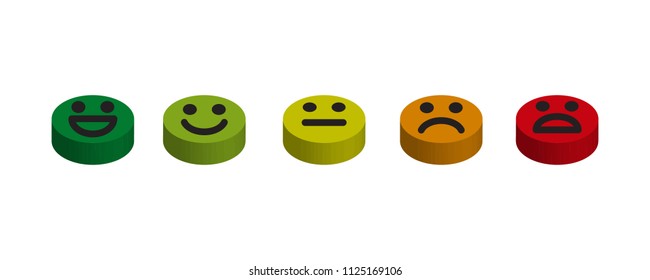 Smile face rating isometric button vector icon illustration