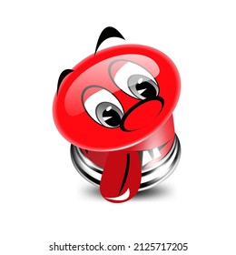 Smile face red circle icon. Vector illustration