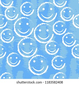 Smile Face Seamless Pattern. Vector Background Texture. EPS 8