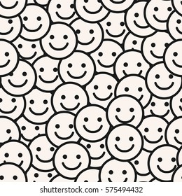Smile Face Seamless Pattern. Vector Background Texture