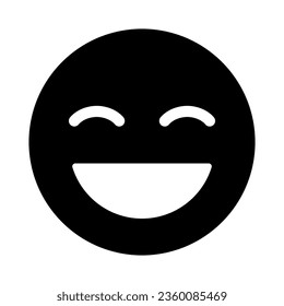 Smile face silhouette icon. Laugh face icon. Vector.