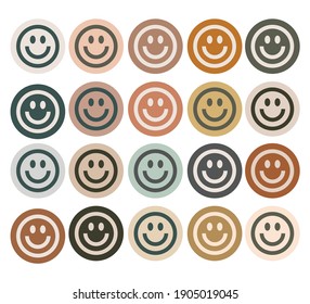 smile face stickers with bohemian colors